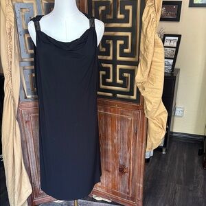 Black Sleeveless Dress with cowl neckline